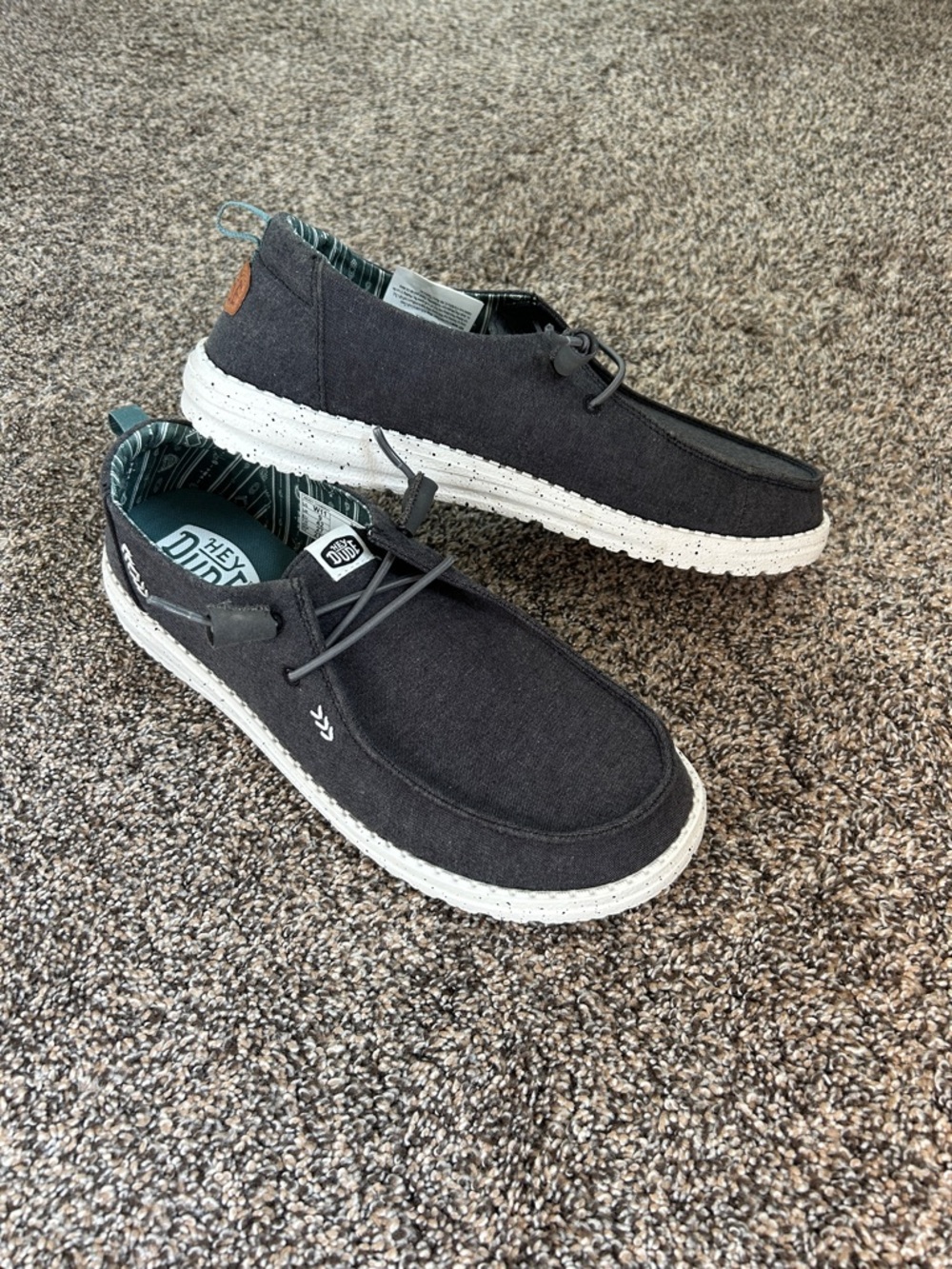 Hey Dude Women’s Charcoal Canvas Slip-On Loafers with White Speckled Sole